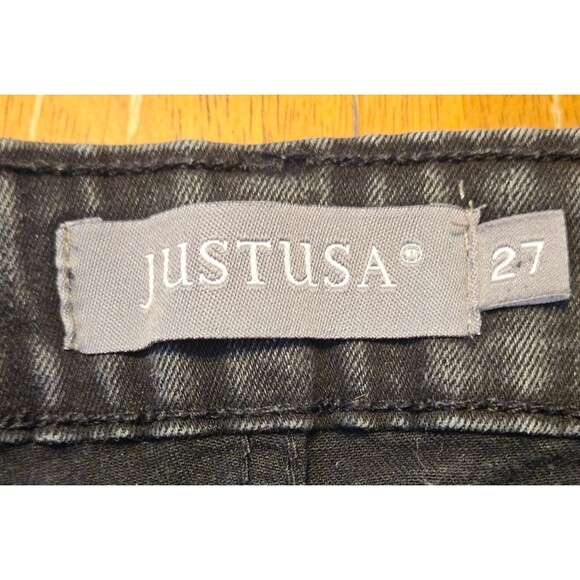 Womens Shorts Size 27 Just USA Button Fly Distressed Hem Black Gray - Picture 2 of 4